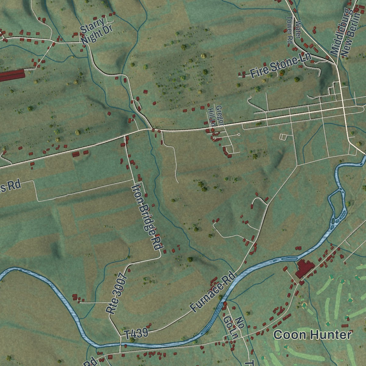 Close-up of the map of Franklin, Snyder County, Pennsylvania print showing street and building detail