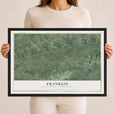 Map of Franklin, Snyder County, Pennsylvania, 12 x 18 inch print in a black wood frame