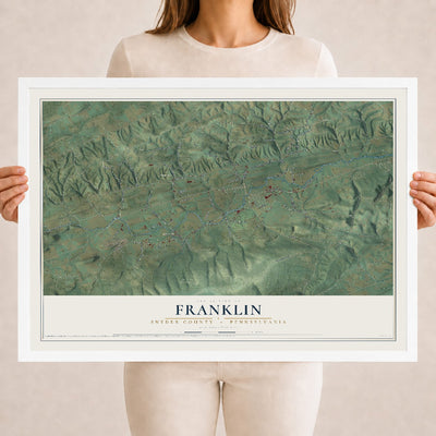 Map of Franklin, Snyder County, Pennsylvania, 18 x 24 inch print in a white wood frame