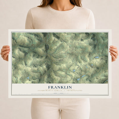 Map of Franklin, Susquehanna County, Pennsylvania, 12 x 18 inch unframed archival matte print