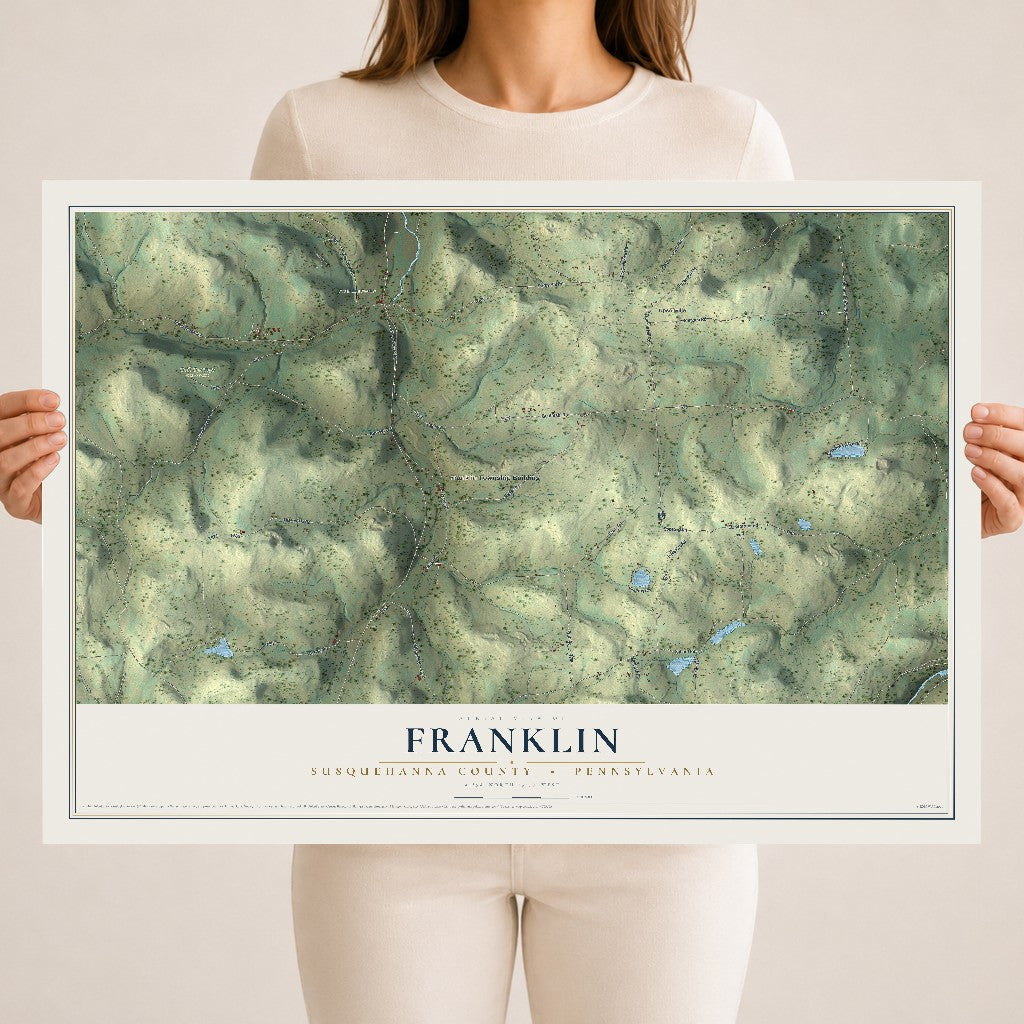 Map of Franklin, Susquehanna County, Pennsylvania, 18 x 24 inch unframed archival matte print