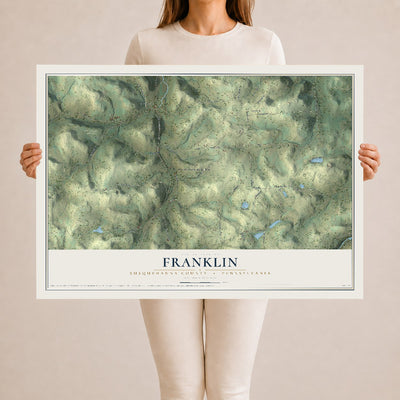 Map of Franklin, Susquehanna County, Pennsylvania, 24 x 36 inch unframed archival matte print
