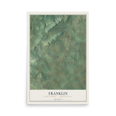 Map of Franklin, York County, Pennsylvania, 12 x 18 inch unframed archival matte print
