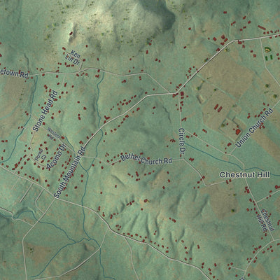 Second close-up of the map of Franklin, York County, Pennsylvania print showing more streets and buildings