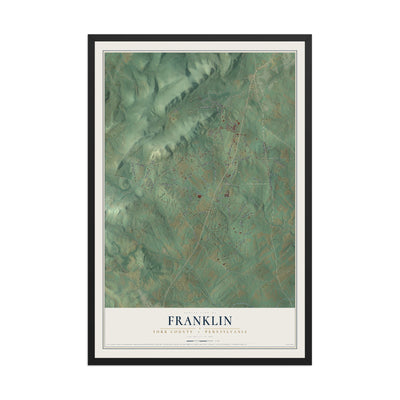 Map of Franklin, York County, Pennsylvania, 12 x 18 inch print in a black wood frame