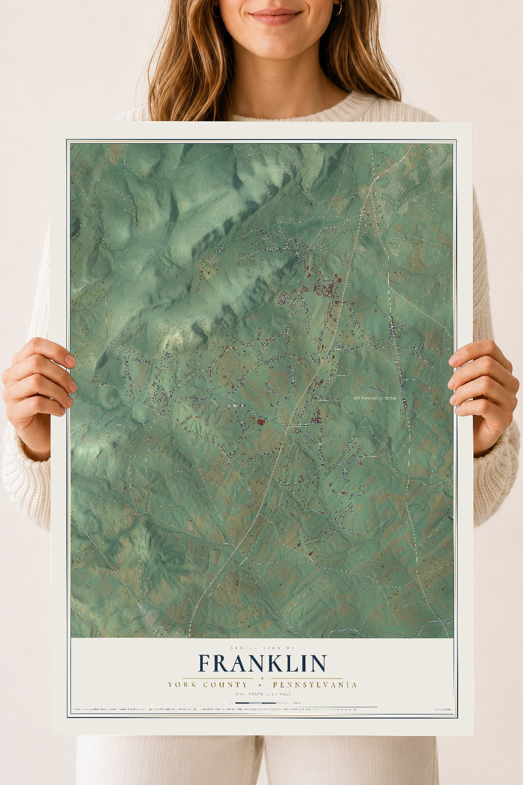 Map of Franklin, York County, Pennsylvania, 18 x 24 inch unframed archival matte print