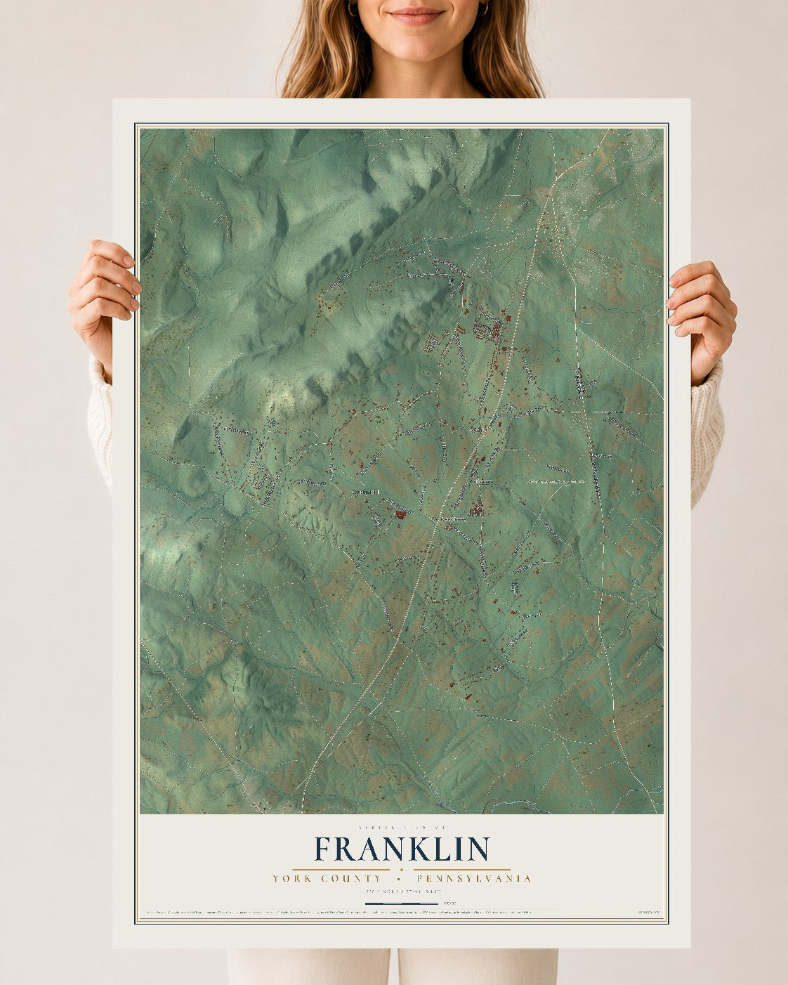 Map of Franklin, York County, Pennsylvania, 24 x 36 inch unframed archival matte print