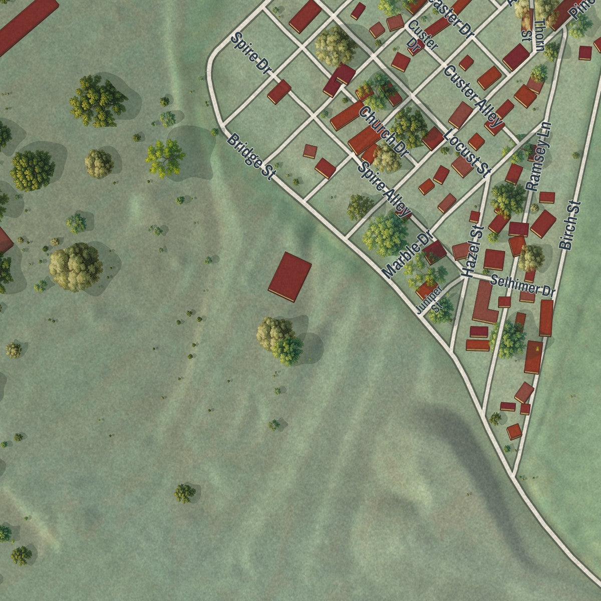 Second close-up of the map of Franklin, Cambria County, Pennsylvania print showing more streets and buildings