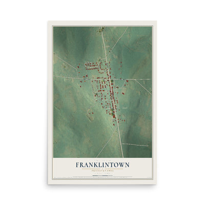 Map of Franklintown, Pennsylvania, 12 x 18 inch unframed archival matte print