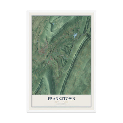 Map of Frankstown, Pennsylvania, 12 x 18 inch print in a white wood frame