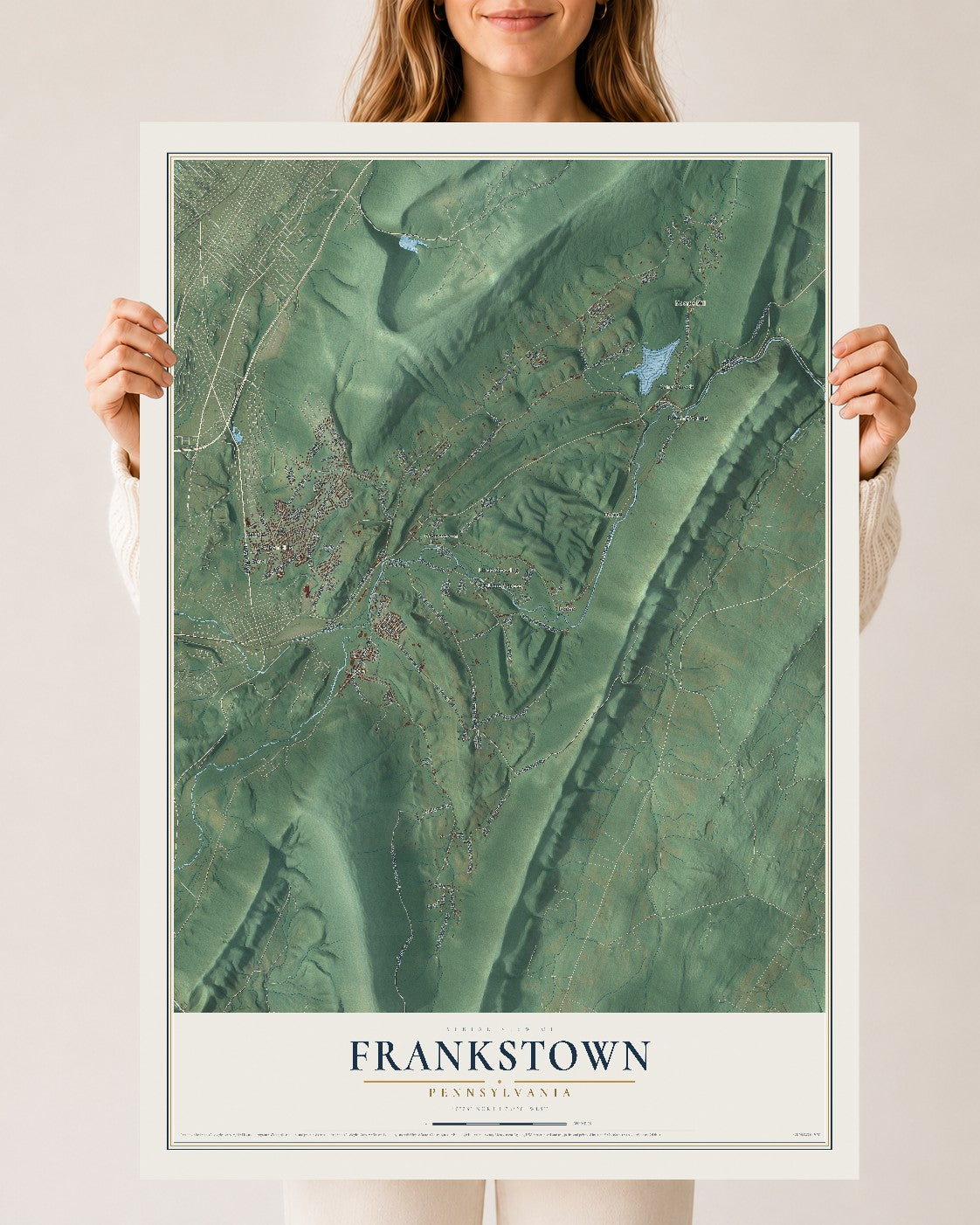 Map of Frankstown, Pennsylvania, 24 x 36 inch unframed archival matte print