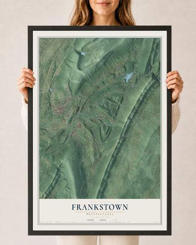 Map of Frankstown, Pennsylvania, 24 x 36 inch print in a black wood frame
