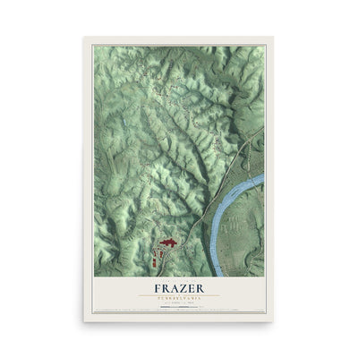 Map of Frazer, Pennsylvania, 12 x 18 inch unframed archival matte print