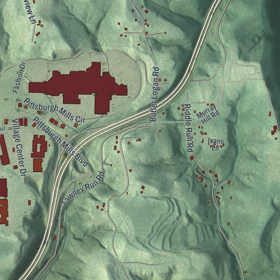 Second close-up of the map of Frazer, Pennsylvania print showing more streets and buildings