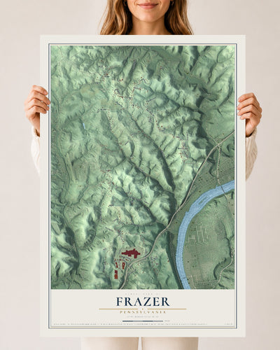 Map of Frazer, Pennsylvania, 24 x 36 inch unframed archival matte print