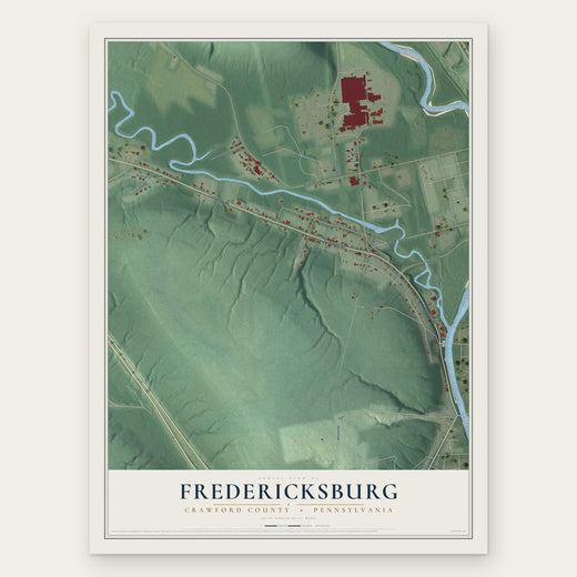 Fredericksburg, Crawford County, Pennsylvania map print, the full design