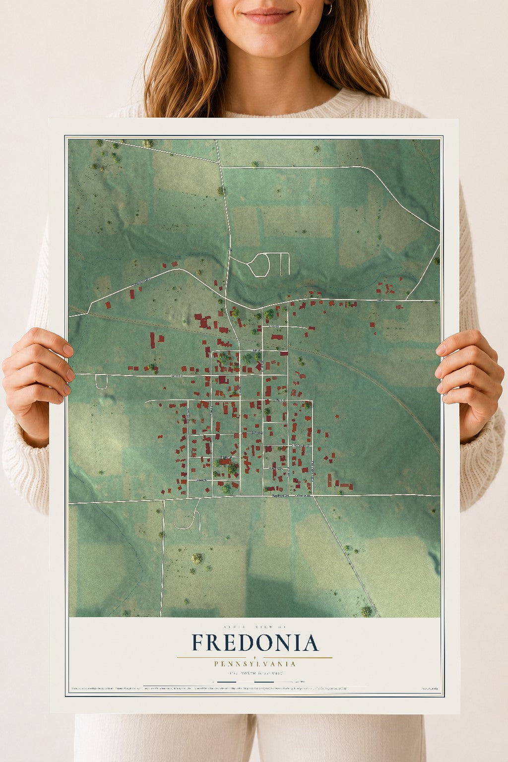 Map of Fredonia, Pennsylvania, 18 x 24 inch unframed archival matte print