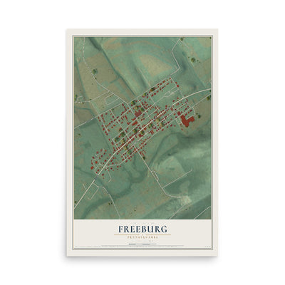 Map of Freeburg, Pennsylvania, 12 x 18 inch unframed archival matte print