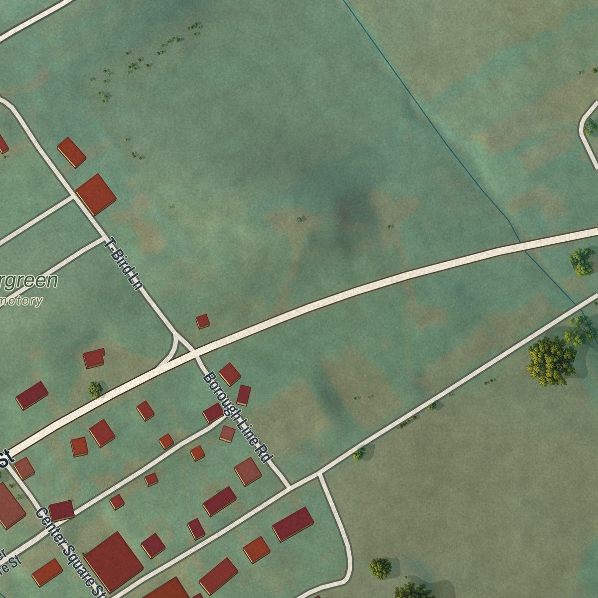 Second close-up of the map of Freeburg, Pennsylvania print showing more streets and buildings