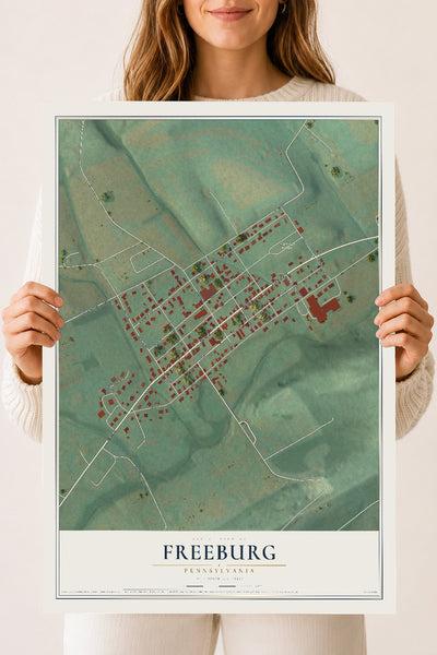 Map of Freeburg, Pennsylvania, 18 x 24 inch unframed archival matte print