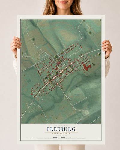 Map of Freeburg, Pennsylvania, 24 x 36 inch unframed archival matte print