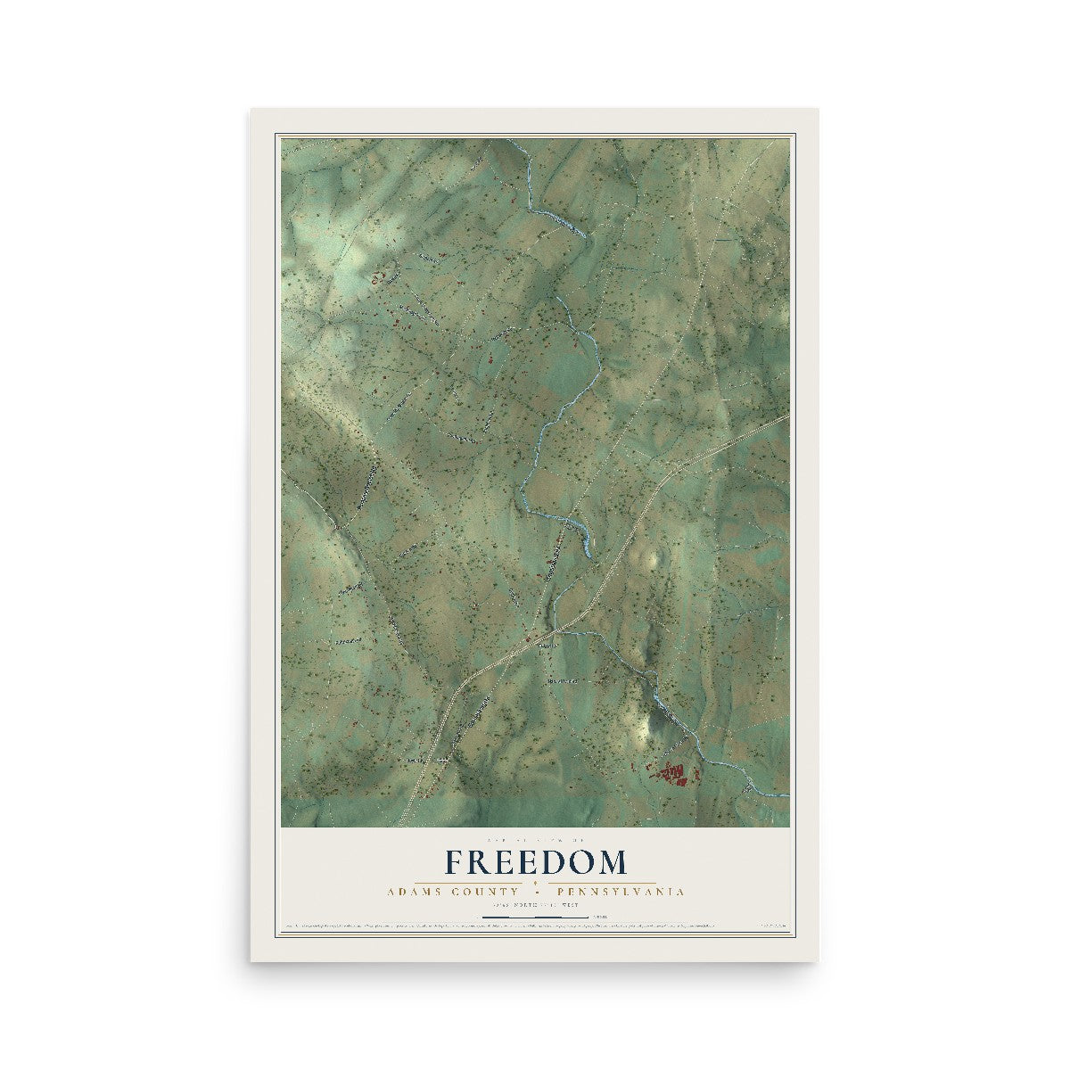 Map of Freedom, Adams County, Pennsylvania, 12 x 18 inch unframed archival matte print