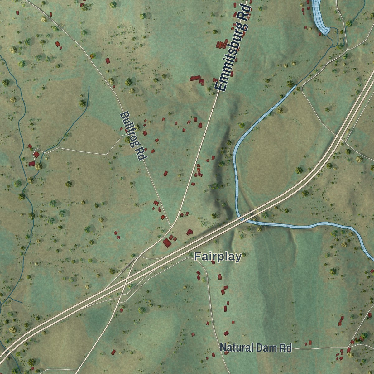 Second close-up of the map of Freedom, Adams County, Pennsylvania print showing more streets and buildings