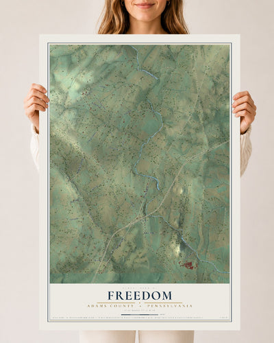Map of Freedom, Adams County, Pennsylvania, 24 x 36 inch unframed archival matte print