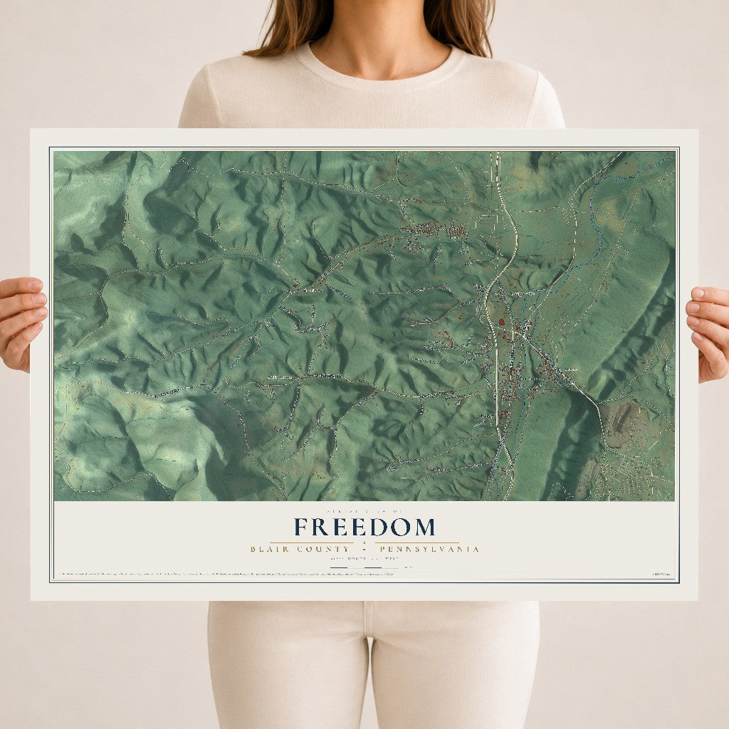 Map of Freedom, Blair County, Pennsylvania, 18 x 24 inch unframed archival matte print