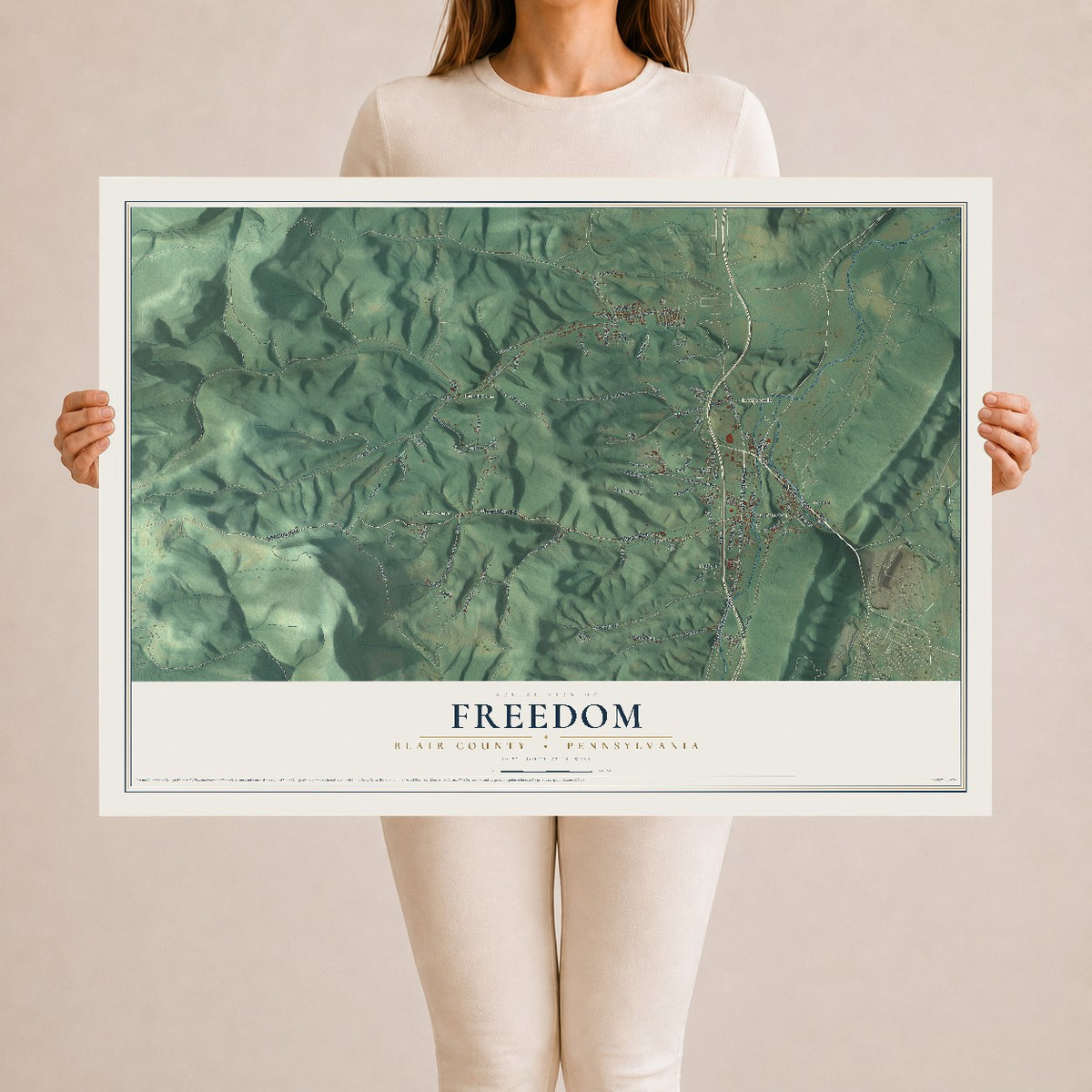 Map of Freedom, Blair County, Pennsylvania, 24 x 36 inch unframed archival matte print