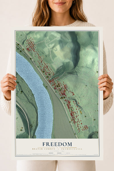 Map of Freedom, Beaver County, Pennsylvania, 18 x 24 inch unframed archival matte print