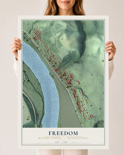 Map of Freedom, Beaver County, Pennsylvania, 24 x 36 inch unframed archival matte print