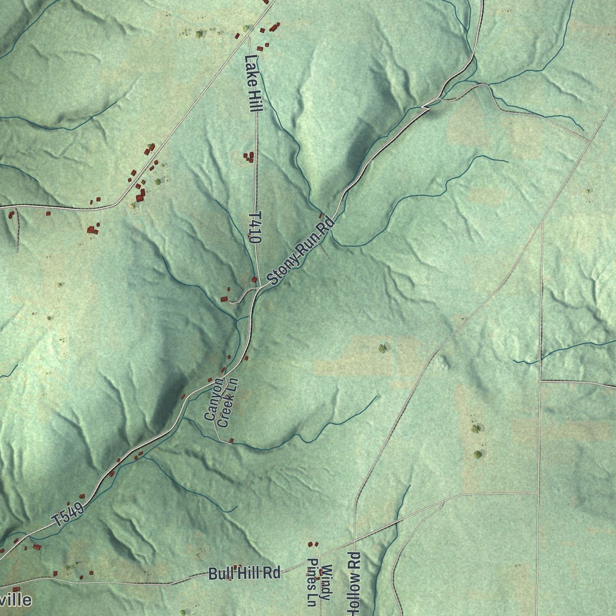 Close-up of the map of Freehold, Pennsylvania print showing street and building detail