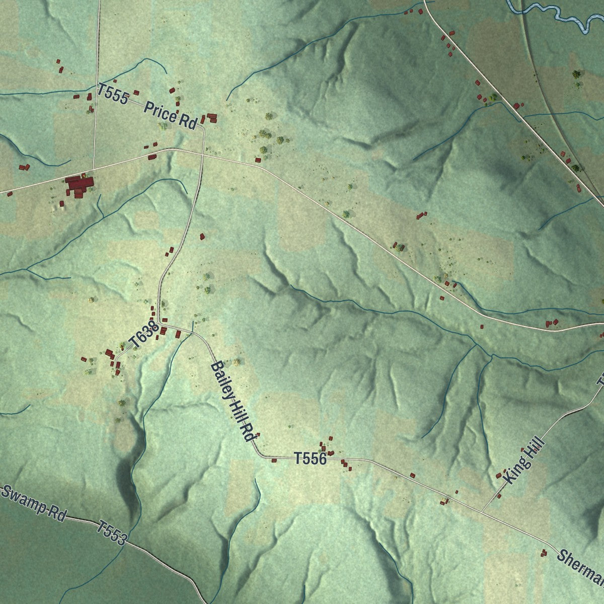 Second close-up of the map of Freehold, Pennsylvania print showing more streets and buildings