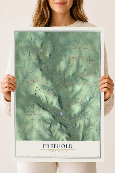 Map of Freehold, Pennsylvania, 18 x 24 inch unframed archival matte print