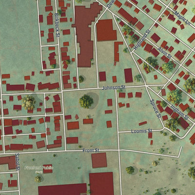Second close-up of the map of Freeland, Pennsylvania print showing more streets and buildings