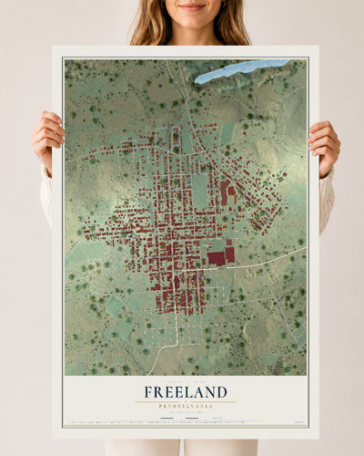 Map of Freeland, Pennsylvania, 24 x 36 inch unframed archival matte print