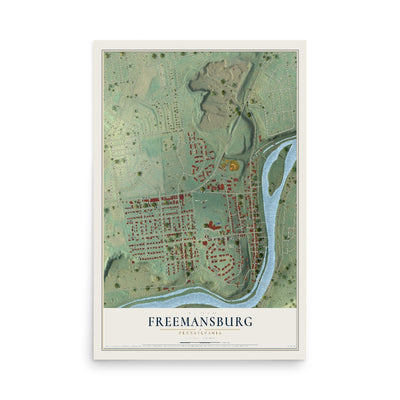 Map of Freemansburg, Pennsylvania, 12 x 18 inch unframed archival matte print
