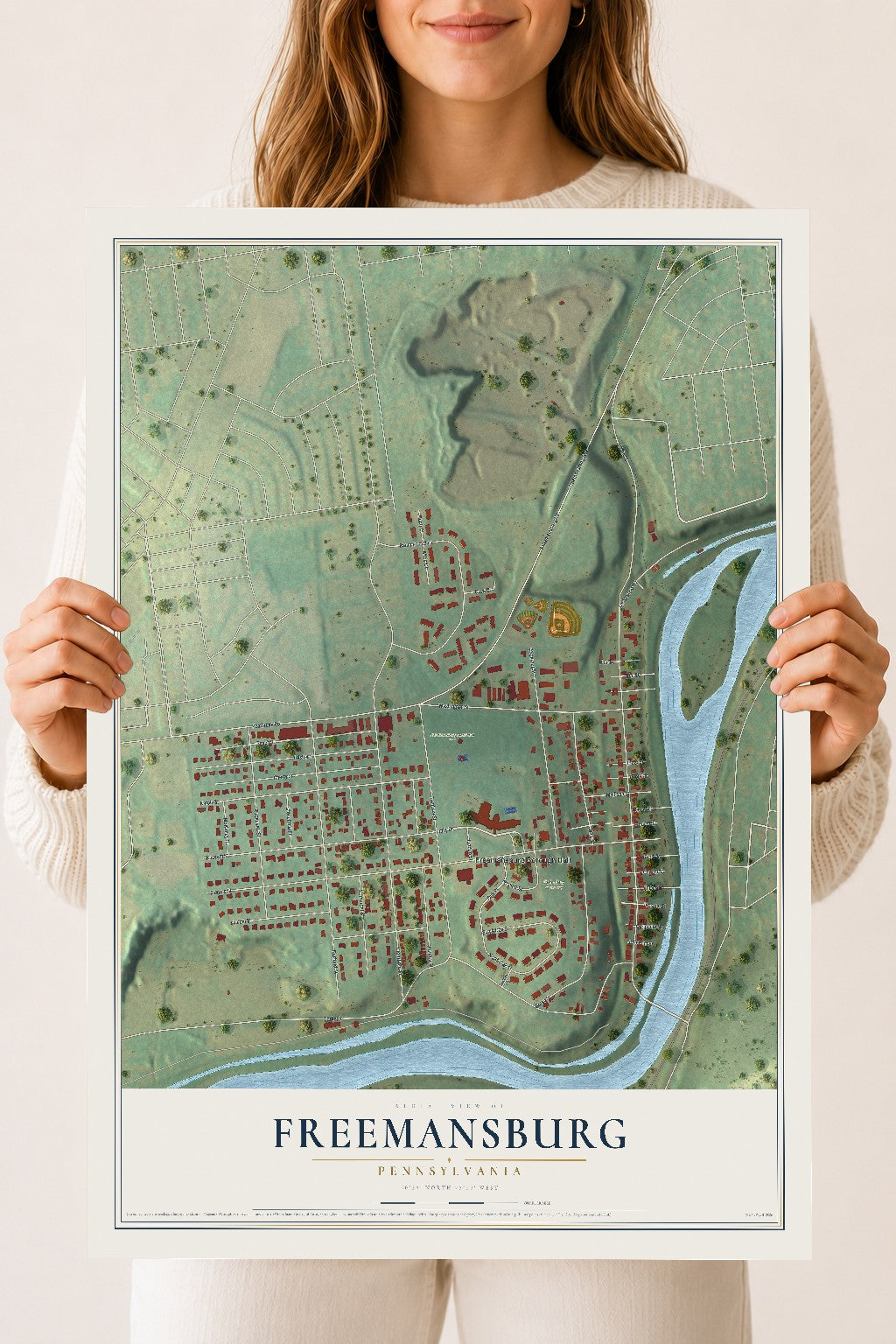 Map of Freemansburg, Pennsylvania, 18 x 24 inch unframed archival matte print