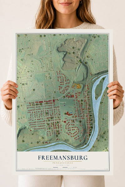 Map of Freemansburg, Pennsylvania, 18 x 24 inch unframed archival matte print