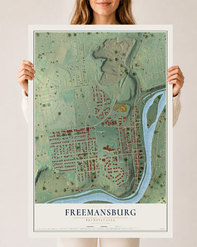 Map of Freemansburg, Pennsylvania, 24 x 36 inch unframed archival matte print