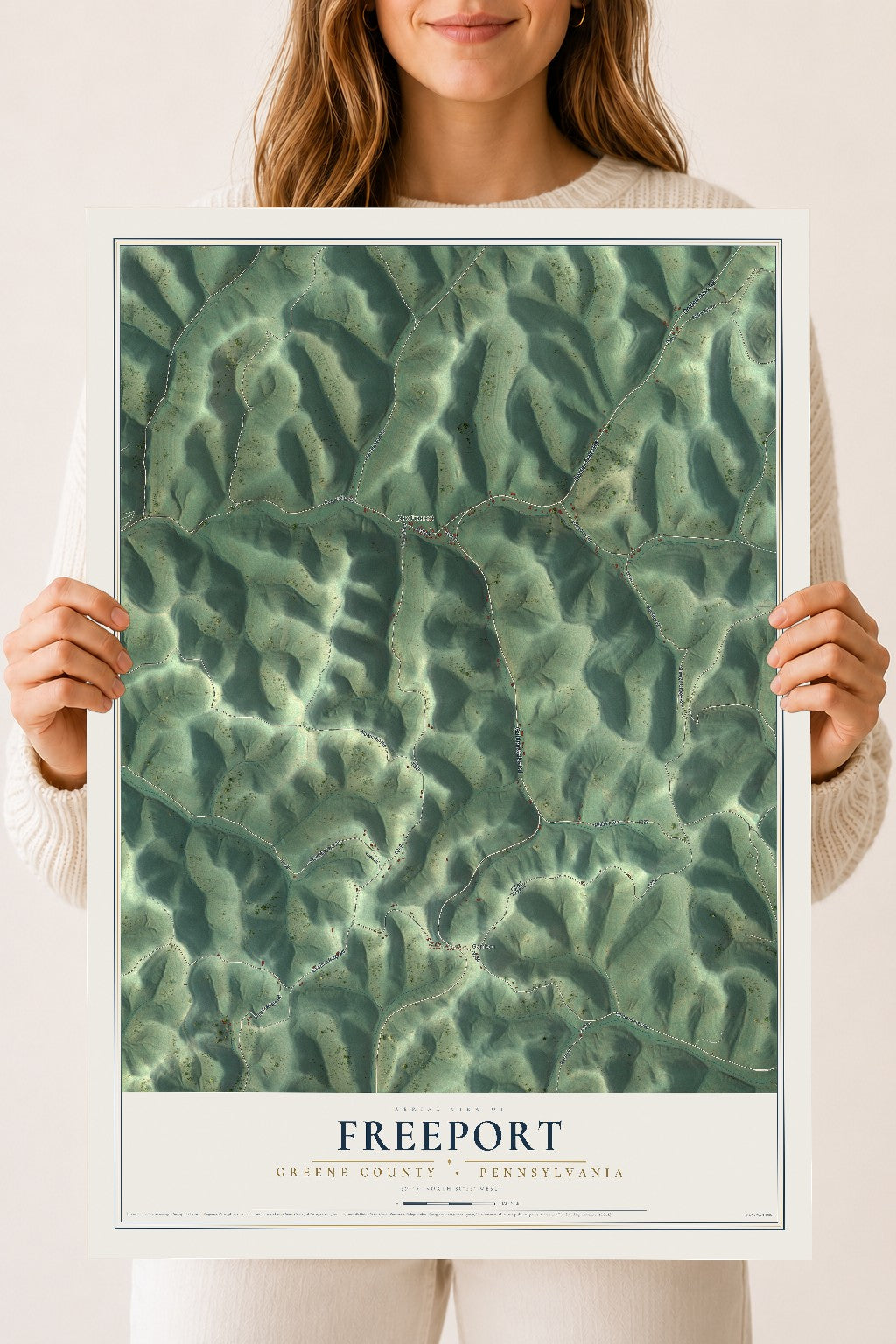 Map of Freeport, Greene County, Pennsylvania, 18 x 24 inch unframed archival matte print
