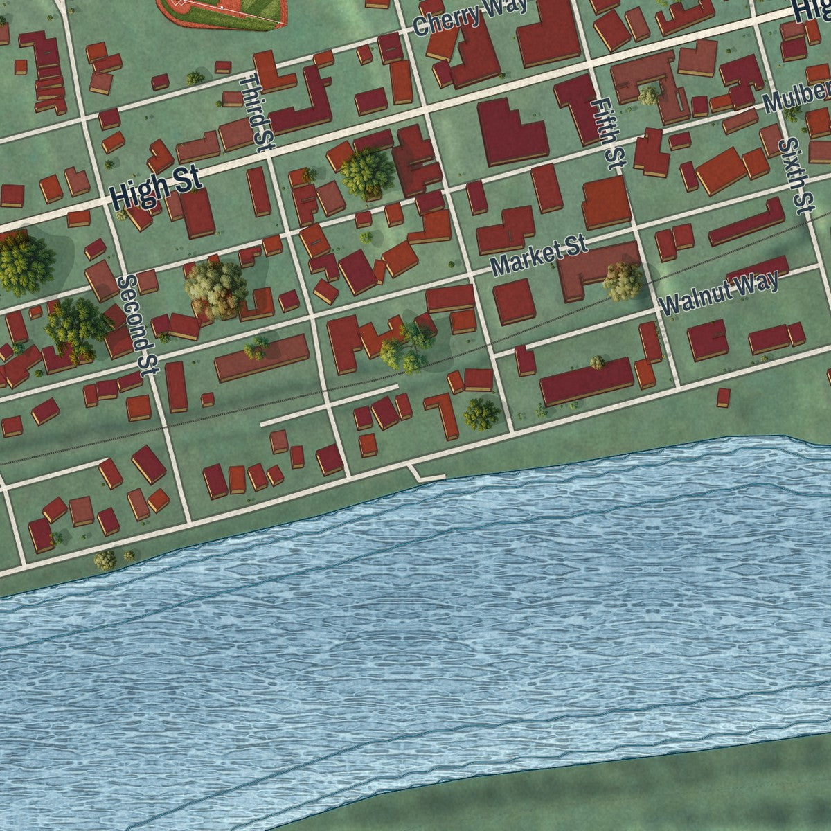 Close-up of the map of Freeport, Armstrong County, Pennsylvania print showing street and building detail