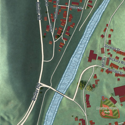 Second close-up of the map of Freeport, Armstrong County, Pennsylvania print showing more streets and buildings
