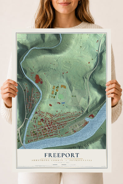 Map of Freeport, Armstrong County, Pennsylvania, 18 x 24 inch unframed archival matte print