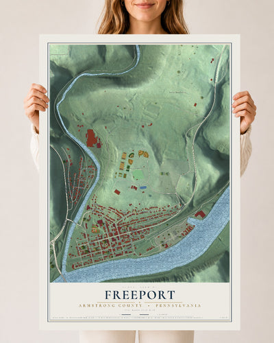 Map of Freeport, Armstrong County, Pennsylvania, 24 x 36 inch unframed archival matte print