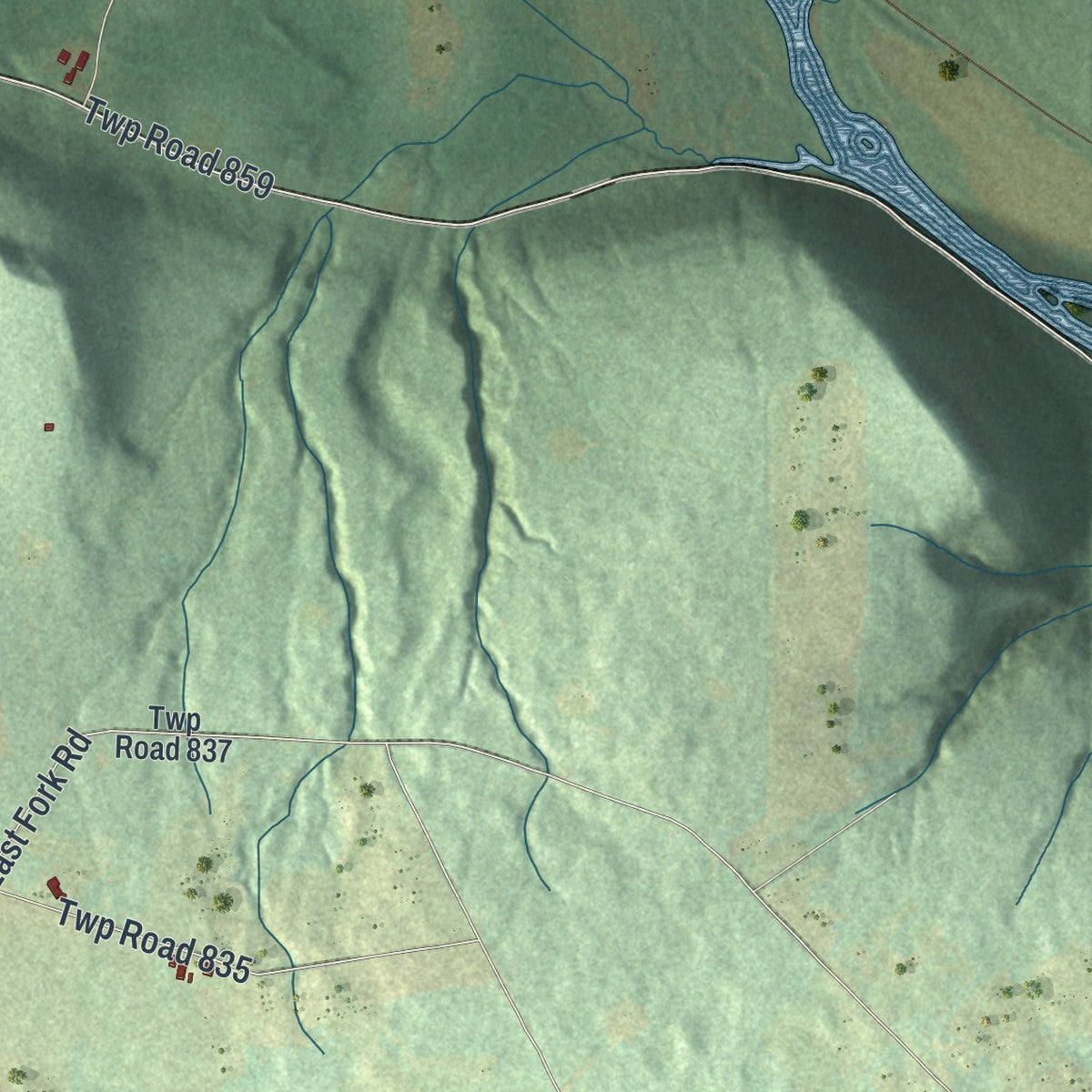 Close-up of the map of French Creek, Pennsylvania print showing street and building detail