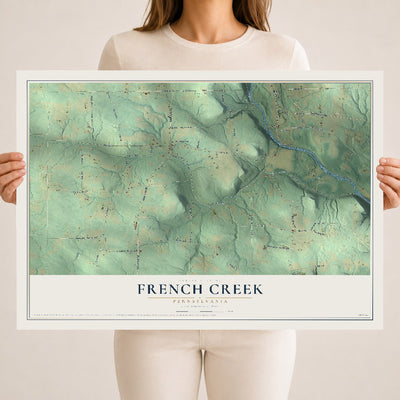 Map of French Creek, Pennsylvania, 18 x 24 inch unframed archival matte print