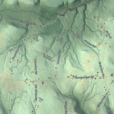 Close-up of the map of Frenchcreek, Pennsylvania print showing street and building detail