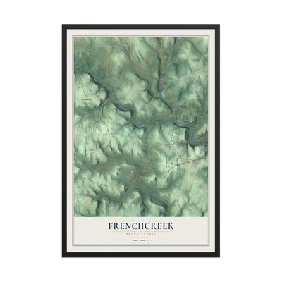 Map of Frenchcreek, Pennsylvania, 12 x 18 inch print in a black wood frame